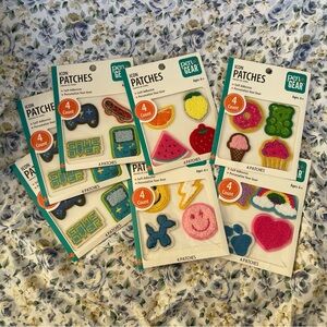 7pc LOT •PEN+GEAR• Icon self-adhesive patches >> 3x gamer/1x fruit/1x sweets